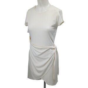 Wilfred Aritzia Lune Mini Wrap Jersey Knit Short Sleeve Dress Size M Cream New